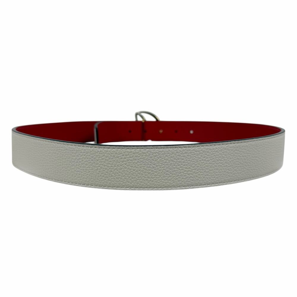 Christian Louboutin CL Logo Calf Leather Belt Leche White Size 90/36 - Picture 7 of 12